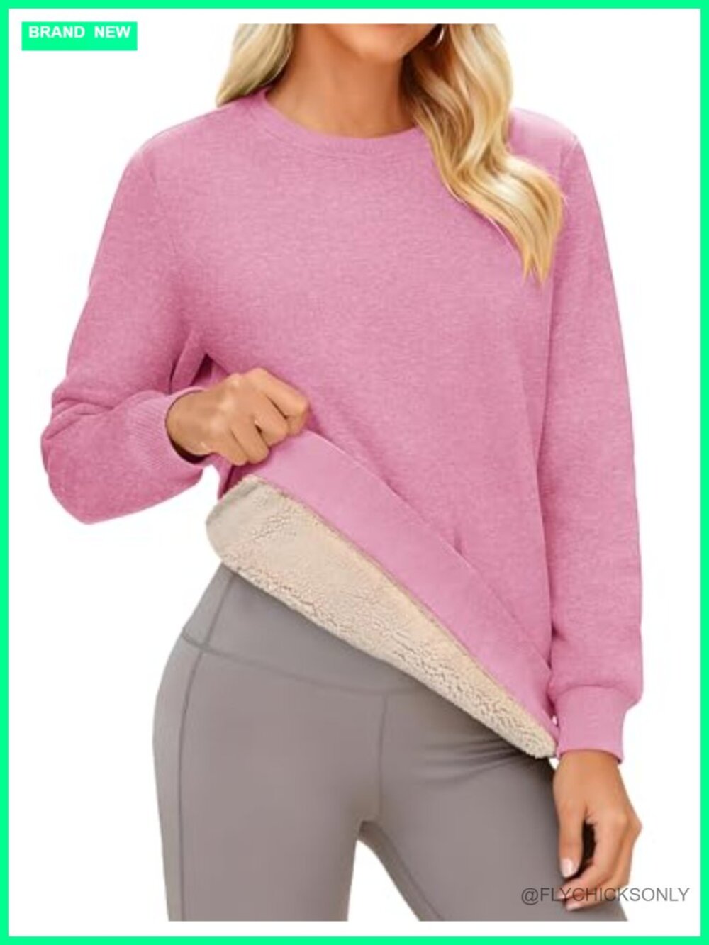Cavva Women's Thermal Sherpa Lined Sweatshirt Crewneck Fleece Pullover